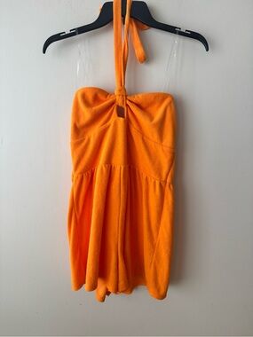 Terry Cloth Orange Halter Romper